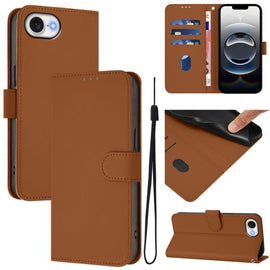 Skin Feel Solid Color Leather Phone Case with Lanyard, For iPhone 17e / 16e, For iPhone 17 Pro Max