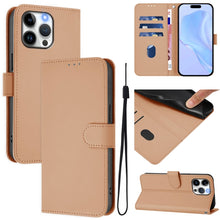 Load image into Gallery viewer, Skin Feel Solid Color Leather Phone Case with Lanyard, For iPhone 16, For iPhone 15 Pro Max