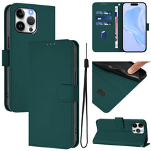 Load image into Gallery viewer, Skin Feel Solid Color Leather Phone Case with Lanyard, For iPhone 16, For iPhone 15 Pro Max