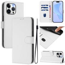 Load image into Gallery viewer, Skin Feel Solid Color Leather Phone Case with Lanyard, For iPhone 16, For iPhone 15 Pro Max