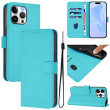 Load image into Gallery viewer, Skin Feel Solid Color Leather Phone Case with Lanyard, For iPhone 16, For iPhone 15 Pro Max