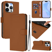 Load image into Gallery viewer, Skin Feel Solid Color Leather Phone Case with Lanyard, For iPhone 15 Pro, For iPhone 15 Plus