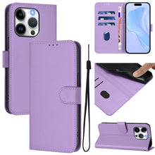 Load image into Gallery viewer, Skin Feel Solid Color Leather Phone Case with Lanyard, For iPhone 15 Pro, For iPhone 15 Plus