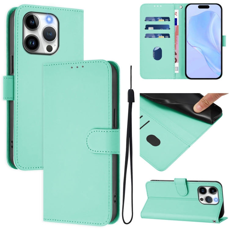 Skin Feel Solid Color Leather Phone Case with Lanyard, For iPhone 15 Pro, For iPhone 15 Plus