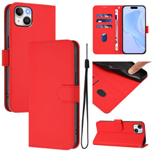 Load image into Gallery viewer, Skin Feel Solid Color Leather Phone Case with Lanyard, For iPhone 15 Pro, For iPhone 15 Plus