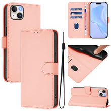 Load image into Gallery viewer, Skin Feel Solid Color Leather Phone Case with Lanyard, For iPhone 15 Pro, For iPhone 15 Plus
