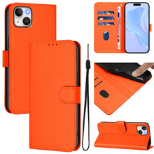 Load image into Gallery viewer, Skin Feel Solid Color Leather Phone Case with Lanyard, For iPhone 15 Pro, For iPhone 15 Plus