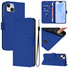 Load image into Gallery viewer, Skin Feel Solid Color Leather Phone Case with Lanyard, For iPhone 15 Pro, For iPhone 15 Plus