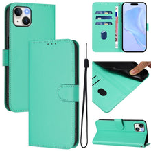 Load image into Gallery viewer, Skin Feel Solid Color Leather Phone Case with Lanyard, For iPhone 15 Pro, For iPhone 15 Plus
