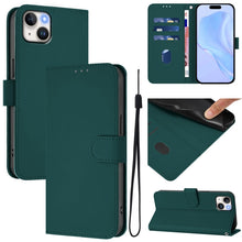 Load image into Gallery viewer, Skin Feel Solid Color Leather Phone Case with Lanyard, For iPhone 15 Pro, For iPhone 15 Plus