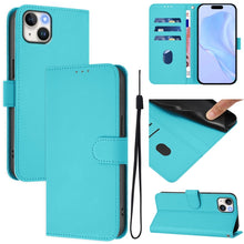 Load image into Gallery viewer, Skin Feel Solid Color Leather Phone Case with Lanyard, For iPhone 15 Pro, For iPhone 15 Plus