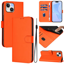 Load image into Gallery viewer, Skin Feel Solid Color Leather Phone Case with Lanyard, For iPhone 14 / 13, For iPhone 14 Pro