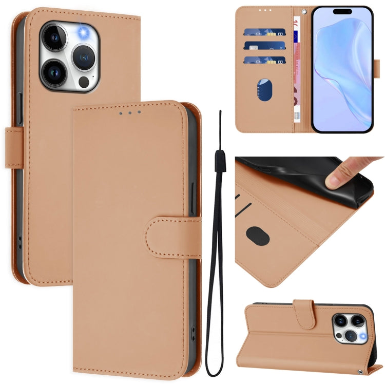 Skin Feel Solid Color Leather Phone Case with Lanyard, For iPhone 14 / 13, For iPhone 14 Pro