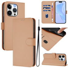 Load image into Gallery viewer, Skin Feel Solid Color Leather Phone Case with Lanyard, For iPhone 14 / 13, For iPhone 14 Pro
