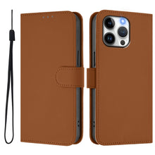 Load image into Gallery viewer, Skin Feel Solid Color Leather Phone Case with Lanyard, For iPhone 14 Pro Max, For iPhone SE 2022 / 2020
