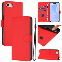 Load image into Gallery viewer, Skin Feel Solid Color Leather Phone Case with Lanyard, For iPhone 14 Pro Max, For iPhone SE 2022 / 2020