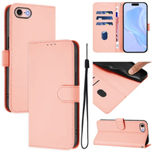 Load image into Gallery viewer, Skin Feel Solid Color Leather Phone Case with Lanyard, For iPhone 14 Pro Max, For iPhone SE 2022 / 2020