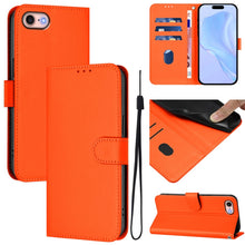 Load image into Gallery viewer, Skin Feel Solid Color Leather Phone Case with Lanyard, For iPhone 14 Pro Max, For iPhone SE 2022 / 2020