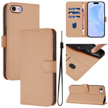 Load image into Gallery viewer, Skin Feel Solid Color Leather Phone Case with Lanyard, For iPhone 14 Pro Max, For iPhone SE 2022 / 2020