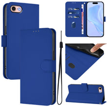 Load image into Gallery viewer, Skin Feel Solid Color Leather Phone Case with Lanyard, For iPhone 14 Pro Max, For iPhone SE 2022 / 2020