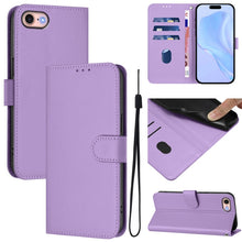 Load image into Gallery viewer, Skin Feel Solid Color Leather Phone Case with Lanyard, For iPhone 14 Pro Max, For iPhone SE 2022 / 2020