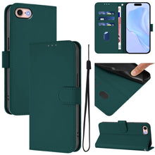 Load image into Gallery viewer, Skin Feel Solid Color Leather Phone Case with Lanyard, For iPhone 14 Pro Max, For iPhone SE 2022 / 2020