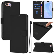 Load image into Gallery viewer, Skin Feel Solid Color Leather Phone Case with Lanyard, For iPhone 14 Pro Max, For iPhone SE 2022 / 2020