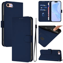Load image into Gallery viewer, Skin Feel Solid Color Leather Phone Case with Lanyard, For iPhone 14 Pro Max, For iPhone SE 2022 / 2020