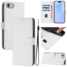Load image into Gallery viewer, Skin Feel Solid Color Leather Phone Case with Lanyard, For iPhone 14 Pro Max, For iPhone SE 2022 / 2020