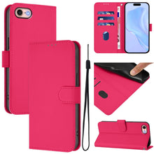 Load image into Gallery viewer, Skin Feel Solid Color Leather Phone Case with Lanyard, For iPhone 14 Pro Max, For iPhone SE 2022 / 2020