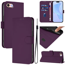 Load image into Gallery viewer, Skin Feel Solid Color Leather Phone Case with Lanyard, For iPhone 14 Pro Max, For iPhone SE 2022 / 2020