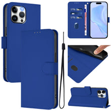 Load image into Gallery viewer, Skin Feel Solid Color Leather Phone Case with Lanyard, For iPhone 13 Pro Max, For iPhone 13 Pro