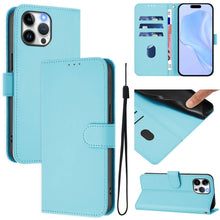 Load image into Gallery viewer, Skin Feel Solid Color Leather Phone Case with Lanyard, For iPhone 13 Pro Max, For iPhone 13 Pro