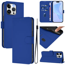 Load image into Gallery viewer, Skin Feel Solid Color Leather Phone Case with Lanyard, For iPhone 13 Pro Max, For iPhone 13 Pro