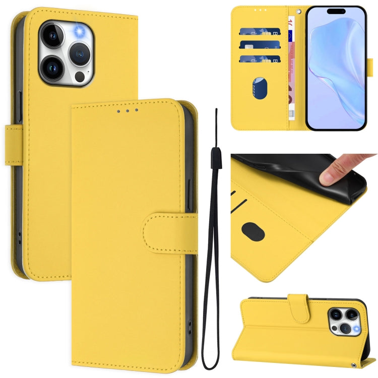 Skin Feel Solid Color Leather Phone Case with Lanyard, For iPhone 13 Pro Max, For iPhone 13 Pro