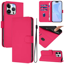 Load image into Gallery viewer, Skin Feel Solid Color Leather Phone Case with Lanyard, For iPhone 13 Pro Max, For iPhone 13 Pro