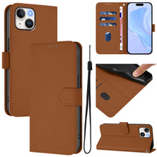 Load image into Gallery viewer, Skin Feel Solid Color Leather Phone Case with Lanyard, For iPhone 13 mini, For iPhone 12 / 12 Pro