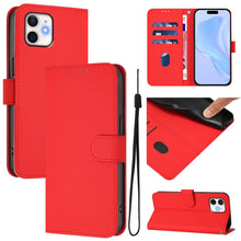 Load image into Gallery viewer, Skin Feel Solid Color Leather Phone Case with Lanyard, For iPhone 13 mini, For iPhone 12 / 12 Pro