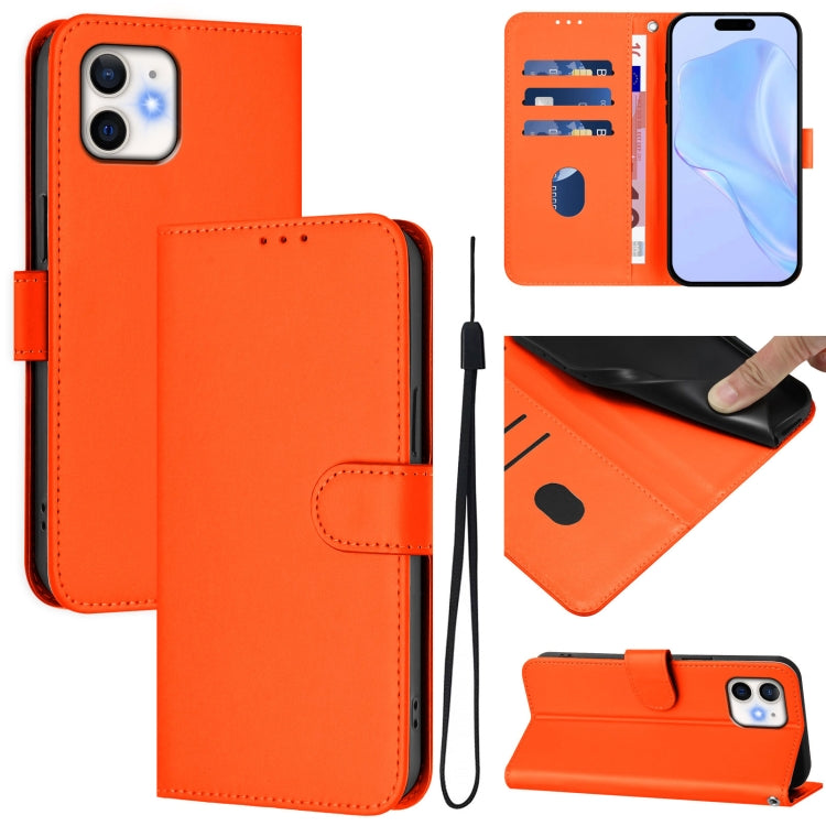 Skin Feel Solid Color Leather Phone Case with Lanyard, For iPhone 13 mini, For iPhone 12 / 12 Pro