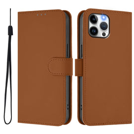 Skin Feel Solid Color Leather Phone Case with Lanyard, For iPhone 12 Pro Max, For iPhone 12 mini