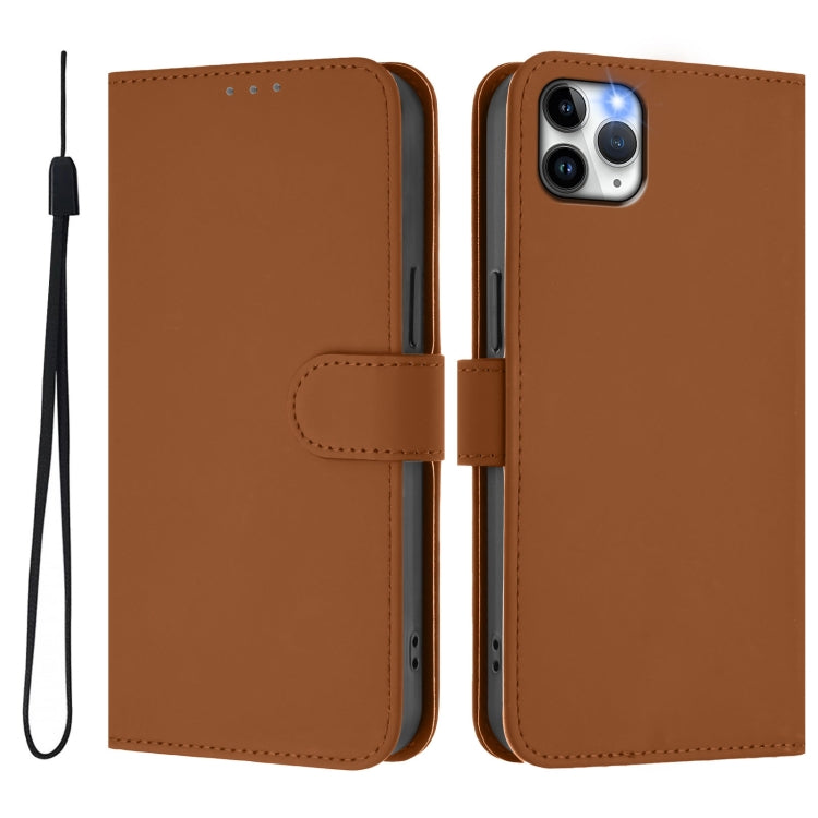 Skin Feel Solid Color Leather Phone Case with Lanyard, For iPhone 11 Pro Max, For iPhone 11