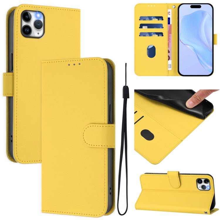 Skin Feel Solid Color Leather Phone Case with Lanyard, For iPhone 11 Pro Max, For iPhone 11