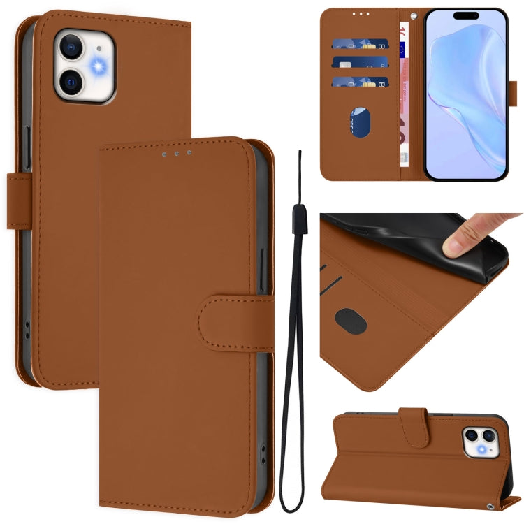 Skin Feel Solid Color Leather Phone Case with Lanyard, For iPhone 11 Pro Max, For iPhone 11