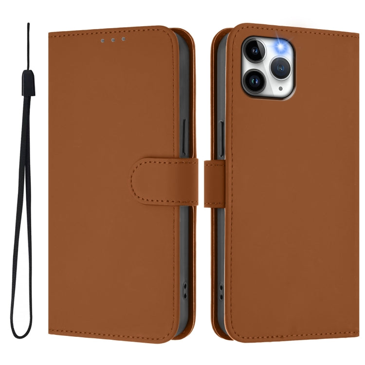 Skin Feel Solid Color Leather Phone Case with Lanyard, For iPhone 11 Pro, For iPhone XS / X