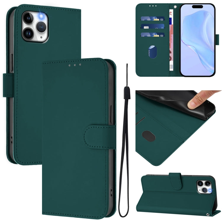Skin Feel Solid Color Leather Phone Case with Lanyard, For iPhone 11 Pro, For iPhone XS / X
