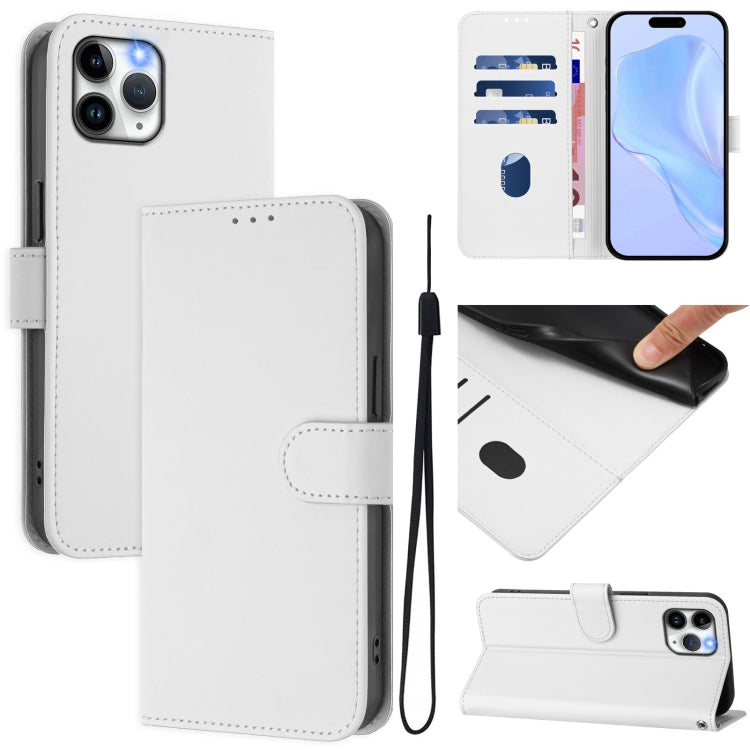 Skin Feel Solid Color Leather Phone Case with Lanyard, For iPhone 11 Pro, For iPhone XS / X