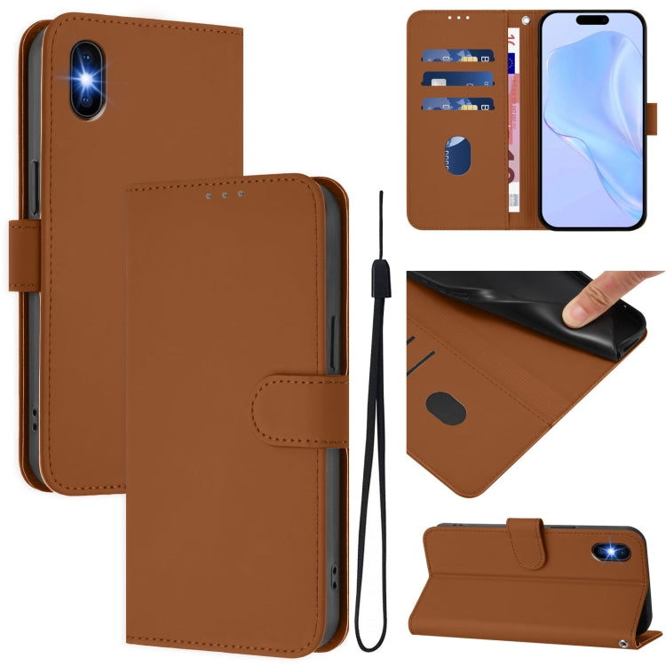 Skin Feel Solid Color Leather Phone Case with Lanyard, For iPhone 11 Pro, For iPhone XS / X