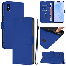 Load image into Gallery viewer, Skin Feel Solid Color Leather Phone Case with Lanyard, For iPhone XR, For iPhone XS Max