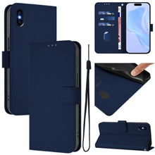 Load image into Gallery viewer, Skin Feel Solid Color Leather Phone Case with Lanyard, For iPhone XR, For iPhone XS Max