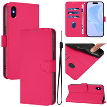 Load image into Gallery viewer, Skin Feel Solid Color Leather Phone Case with Lanyard, For iPhone XR, For iPhone XS Max
